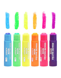 Tinta Guache Bastão Neon 6 Cores 10g. Cada 02008 - Acrilex
