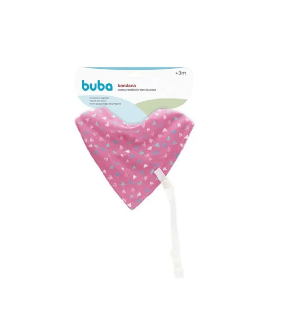 Bandana Baby Com Prendedor De Chupeta Buba Coração - 9787 Buba