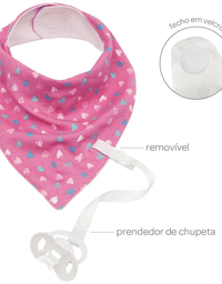 Bandana Baby Com Prendedor De Chupeta Buba Coração - 9787 Buba
