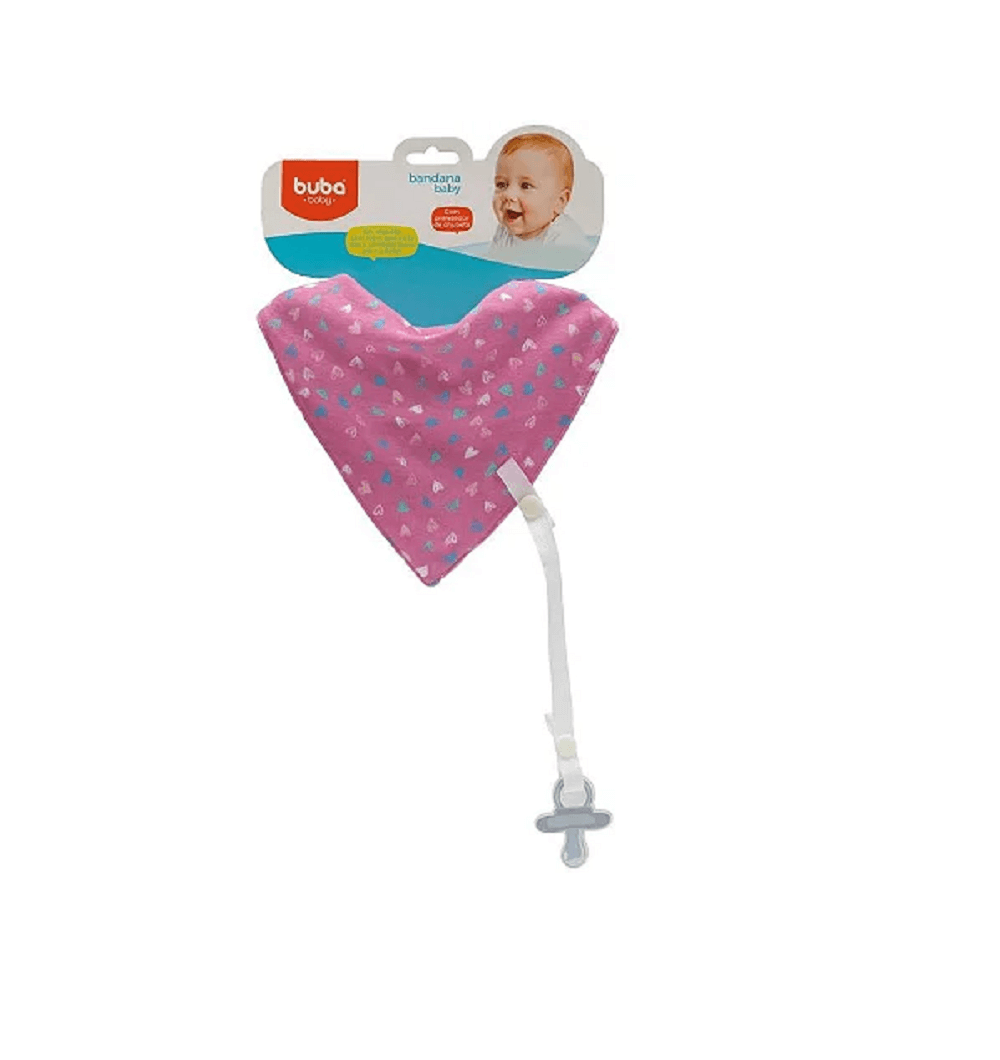 Bandana Baby Com Prendedor De Chupeta Buba Coração - 9787 Buba