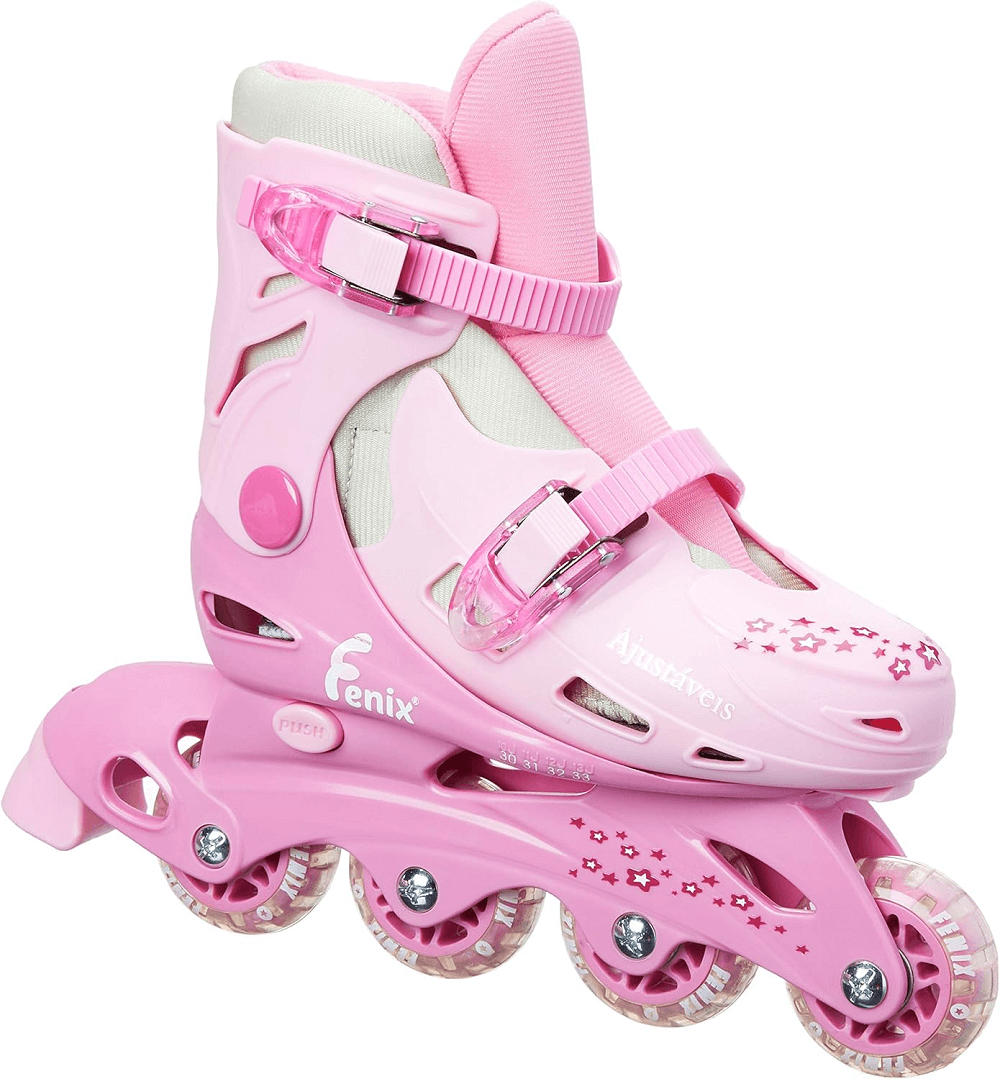 Patins Rosa Ajustável 34 ao 37 Com Acessórios AD-01R - Fenix