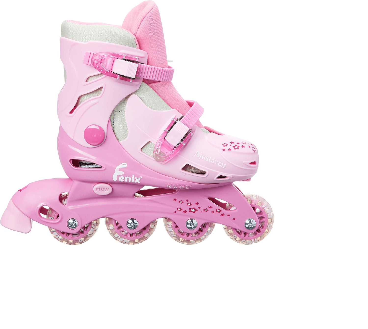 Patins Rosa Ajustável 34 ao 37 Com Acessórios AD-01R - Fenix