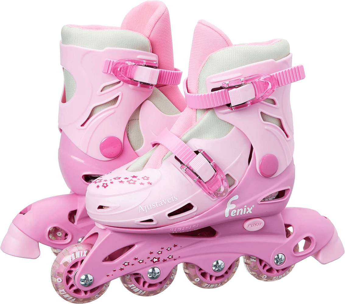Patins Rosa Ajustável 34 ao 37 Com Acessórios AD-01R - Fenix