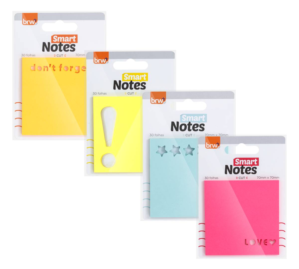 Bloco Smart Notes 70X70mm Cut 4 Blocos com 30 Fls cada - BRW