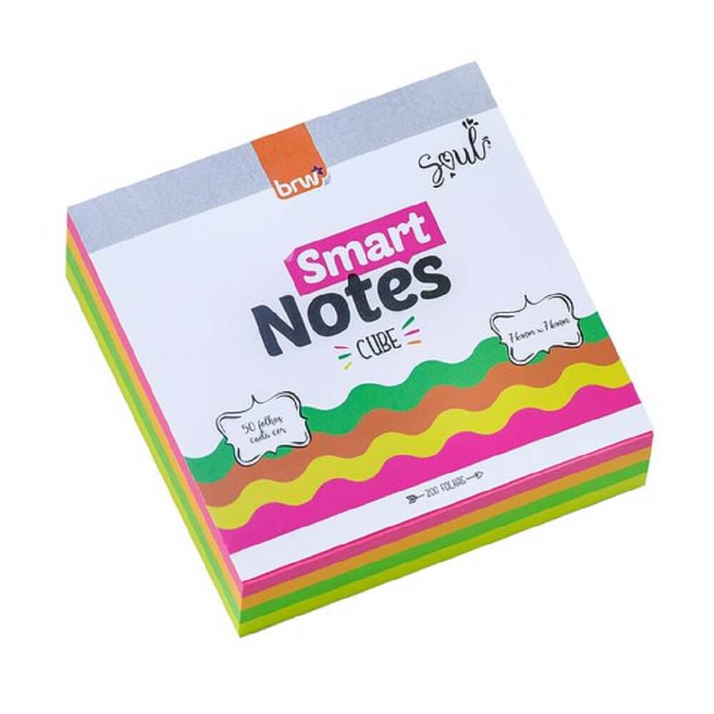 Bloco Smart Notes 76x76mm c/ 200 Fls. 4 Cores Neon BA7602 - BRW