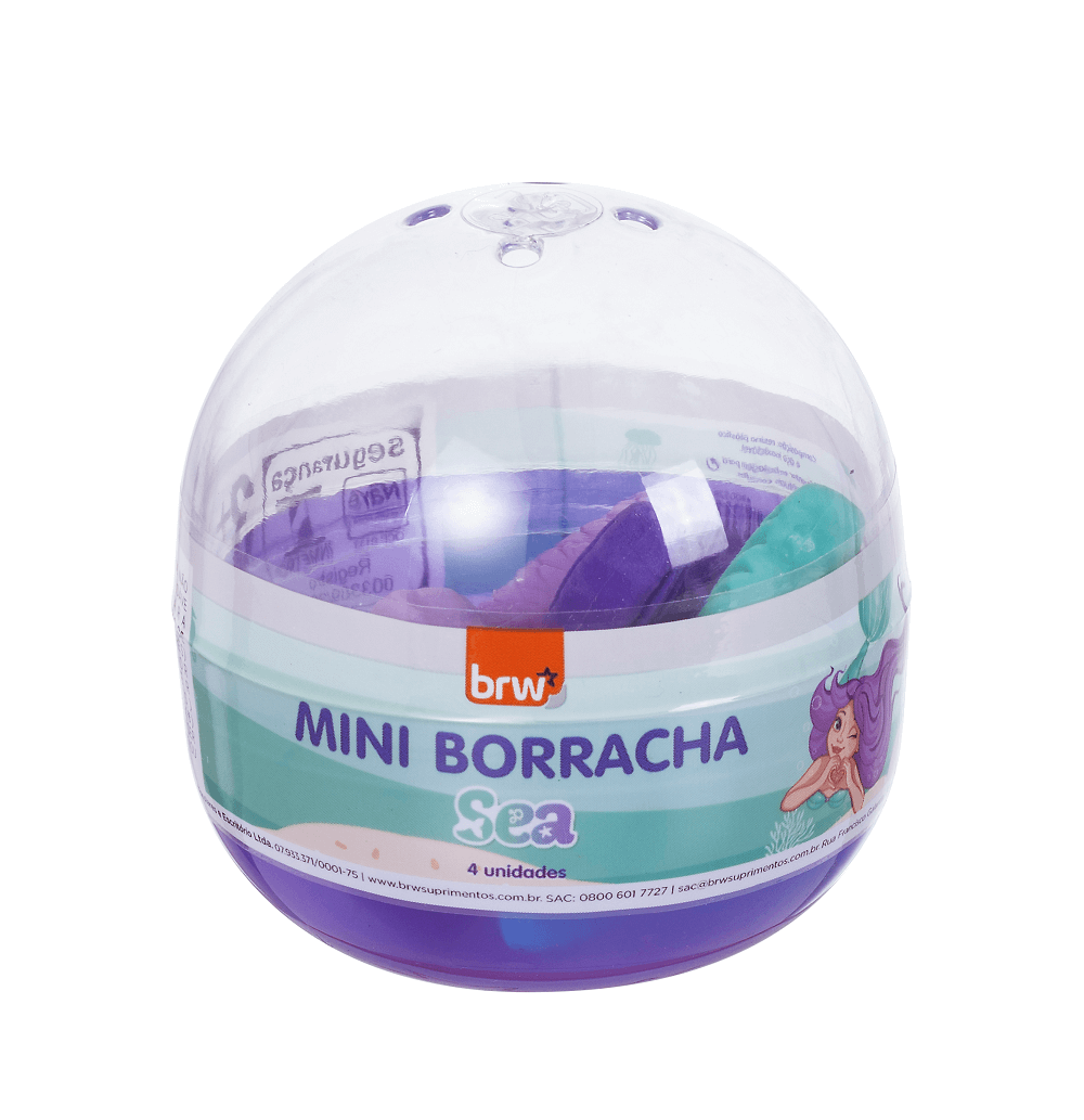 Mini Borracha Sea Sereia com 4 Unidades BO0328 - BRW