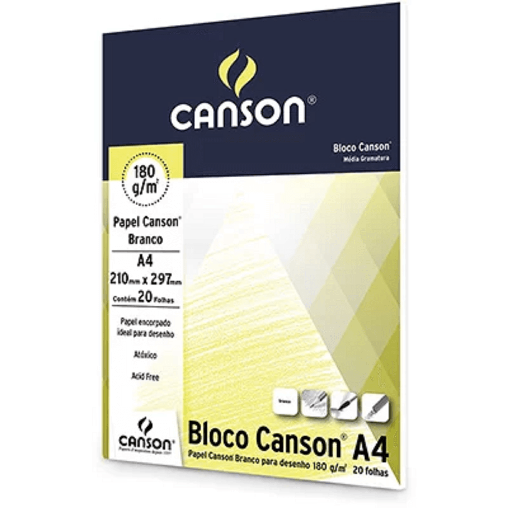 Bloco Canson A4 Branco c/ 20 Folhas 180g/m² 66667164 - Canson