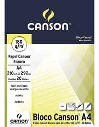 Bloco Canson A4 Branco c/ 20 Folhas 180g/m² 66667164 - Canson
