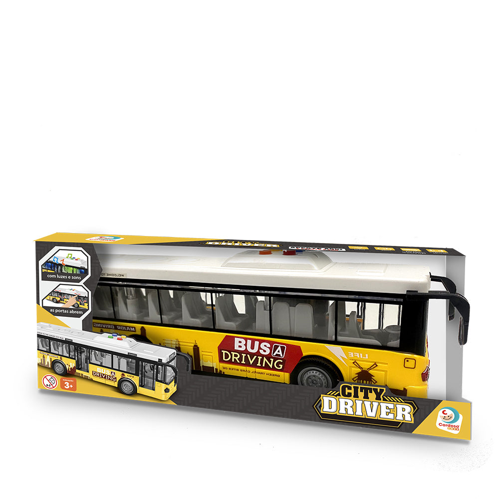 Ônibus Fricção City Driver Amarelo 7130 Com Som - Cardoso