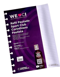 Refil Para Caderno Inteligente Corinthians 50 Fls. 90g/m² CIRG4047 - Novitate
