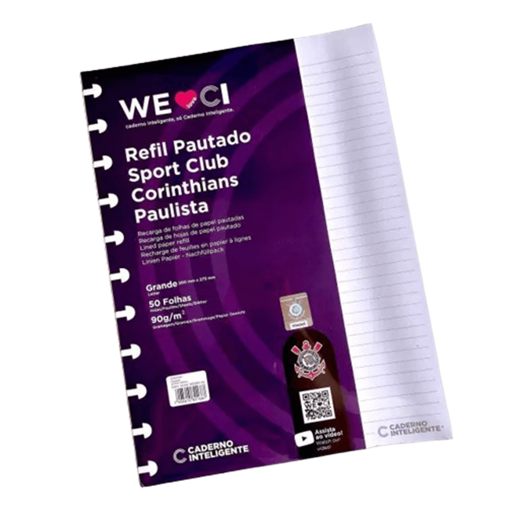 Refil Para Caderno Inteligente Corinthians 50 Fls. 90g/m² CIRG4047 - Novitate