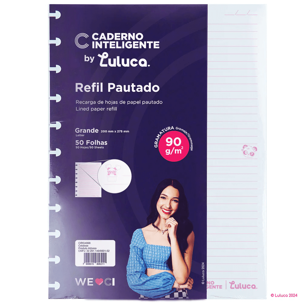 Refil Universitário Caderno Inteligente Luluca 50 Fls 90g/m² CIRG4068 - Novitate