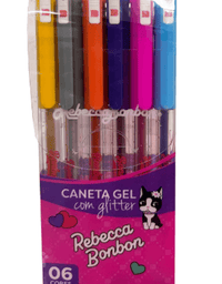 Caneta em Gel com Glitter 6 Cores Rebecca Bonbon RB0402
