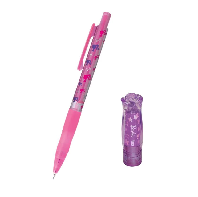 Lapiseira 0.7 mm e Borracha Formato Batom Barbie Rosa 609751 - Tris