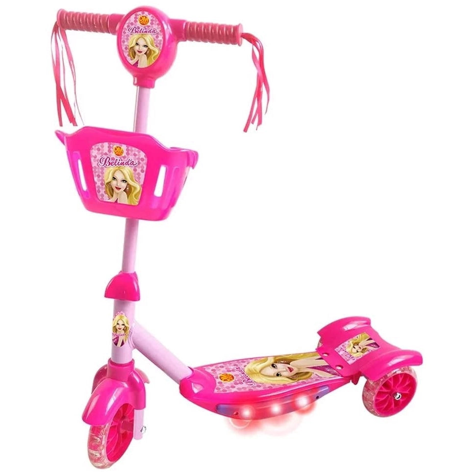 Patinete com Cesta Rosa - Belinda DMR5027 - DM Toys