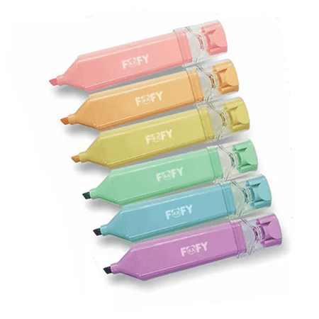 Marca Texto 6 Cores Pastel Macaron FF1006 - Fofy
