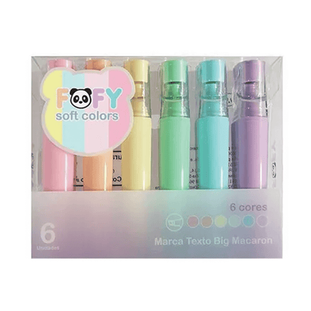 Marca Texto 6 Cores Pastel Macaron FF1006 - Fofy