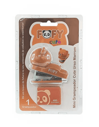 Mini Grampeador Cute urso Marrom c/ 480 Grampos FF1500 - Fofy
