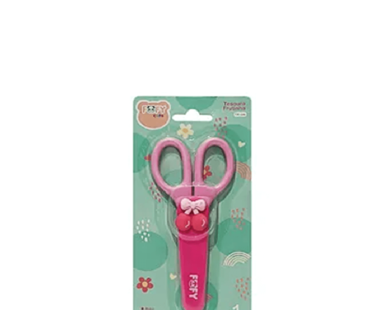 Tesoura Divertida Frutinha  Rosa 14cm FF1713 - Fofy