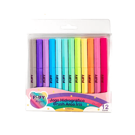 Caneta Hidrográfica Brush  Arco Iris 12 Cores FF5001 - Fofy