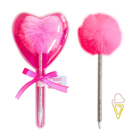 Caneta Pompom com Clips Decorado My Heart FF6028 - Fofy