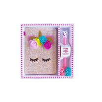 Diário com Caneta Unicórnio Glitter Rosa FF6038 - FOFY
