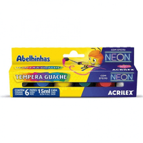 Tinta Guache Neon 6 cores 15 ml cada 01006 - Acrilex