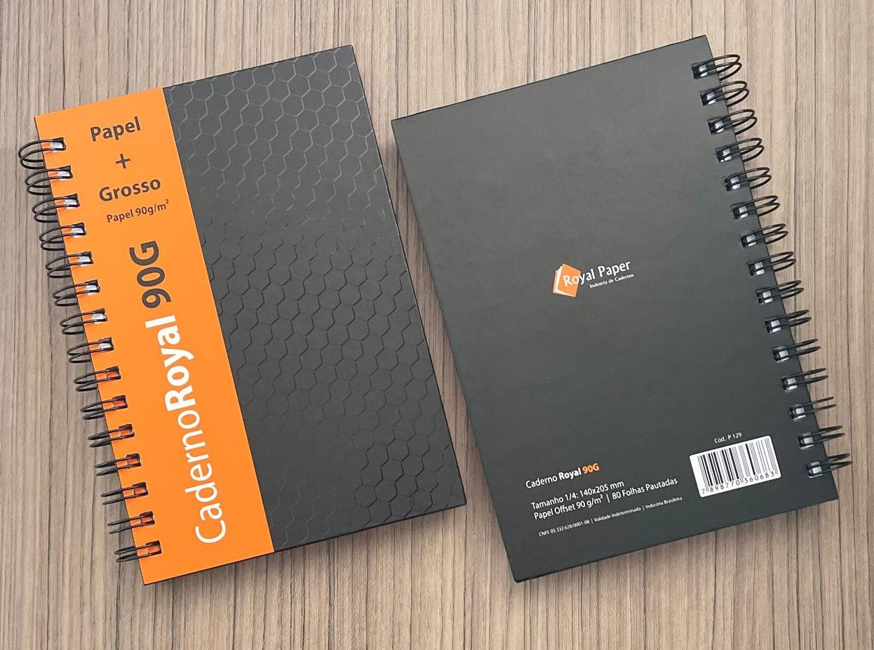 Caderno 1/4 80Fls 1 Mat. Pautado 90g/m² P129 - Royal Paper