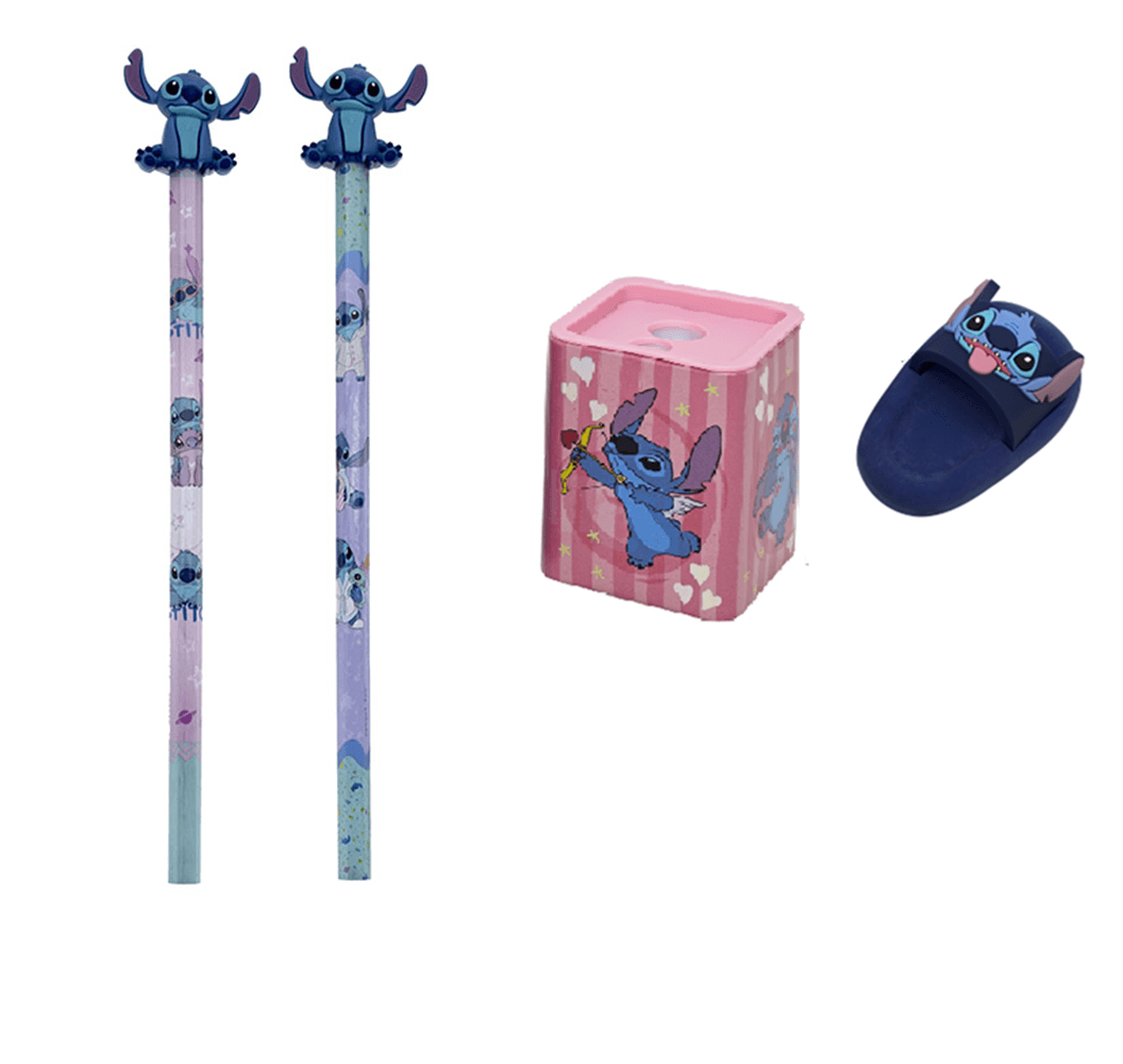 Kit Stitch 1 Borracha, 1 Apontador e 2 Lápis 31356 - Jandaia