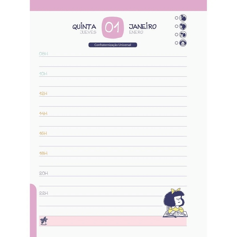 Agenda Diária 352 Pág. 2026 Mafalda 133x178mm - Jandaia