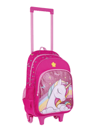 Mochila de Rodinha + Lancheira Térmica + Estojo c/ 2 Divisórias Unicórnio - BRW
