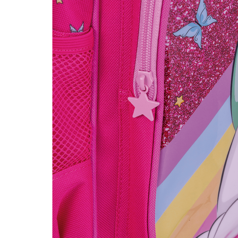 Mochila de Rodinha + Lancheira Térmica + Estojo c/ 2 Divisórias Unicórnio - BRW