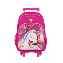 Mochila de Rodinha + Lancheira Térmica + Estojo c/ 2 Divisórias Unicórnio - BRW