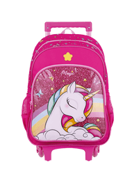 Mochila de Rodinha + Lancheira Térmica + Estojo c/ 2 Divisórias Unicórnio - BRW
