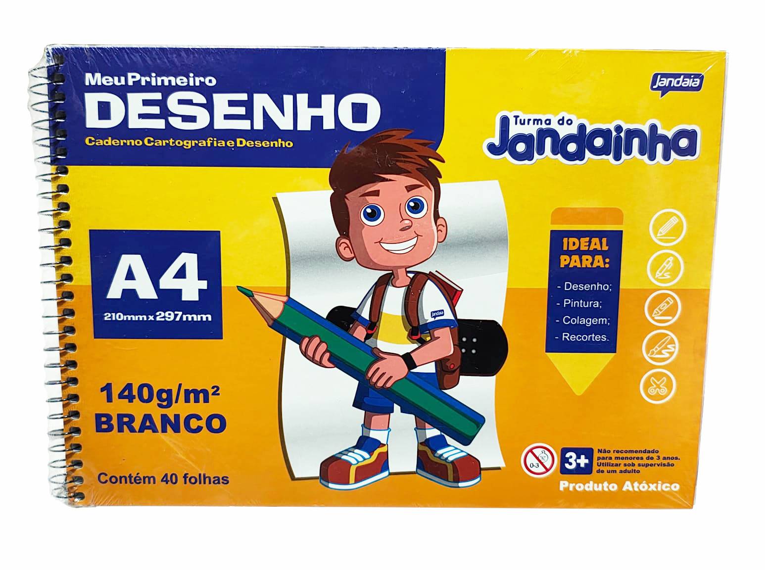 Caderno Cartografia e Desenho A4 Meu Primeiro Desenho 40 Folhas 140 g/m² 77177 - Jandaia