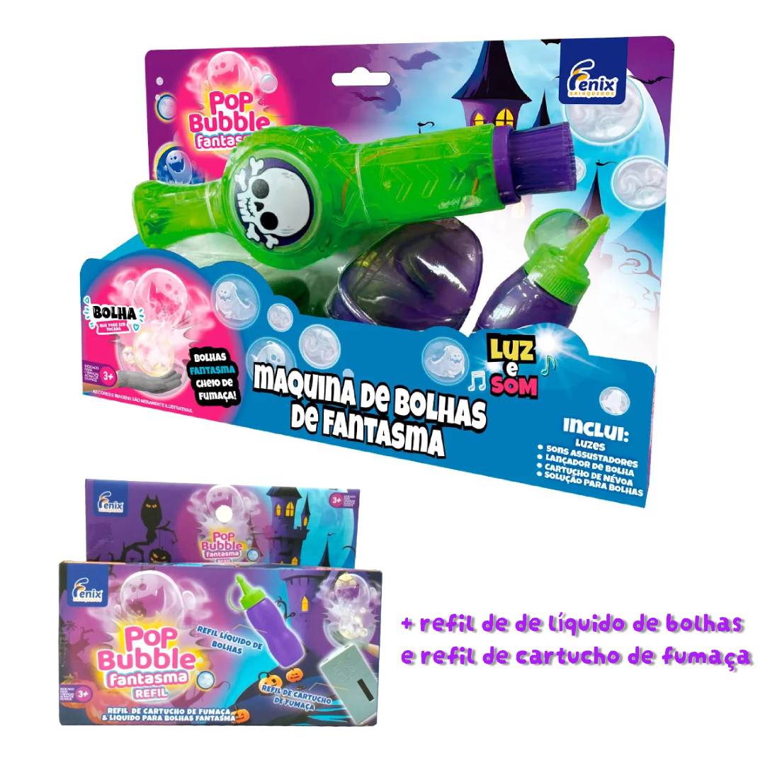Lança Bolhas de Sabão Fantasma C/ Luz e Som POP-722 - Fenix