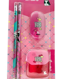 Kit Escolar Lápis Borracha e Apontador Rebecca Bonbon RB1206
