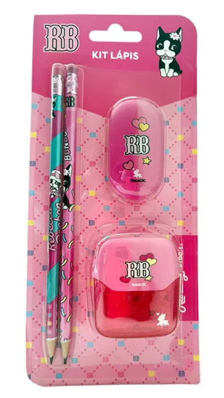 Kit Escolar Lápis Borracha e Apontador Rebecca Bonbon RB1206