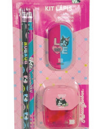 Kit Escolar Lápis Borracha e Apontador Rebecca Bonbon RB1206
