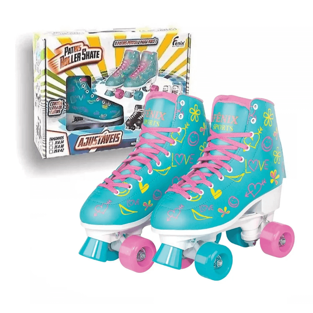 Patins Roller Skate Ajustável 35-38 Azul RL-07A - Fenix