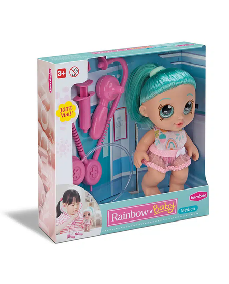 Boneca Rainbow Baby Médica 816 - Babmbola