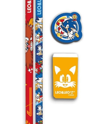 Kit Sonic Com 2 lápis Preto HB, 1 Borracha e 1 Apontador 10149 - Leonora
