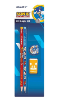 Kit Sonic Com 2 lápis Preto HB, 1 Borracha e 1 Apontador 10149 - Leonora