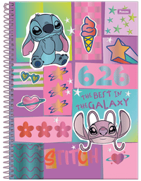 Caderno Espiral Universitário 1 Matérias  80 Folhas Stitch - Foroni
