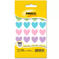 Etiqueta Coração 100 unid. 18,7mm Colorida Tom Pastel TP18 - Pimaco