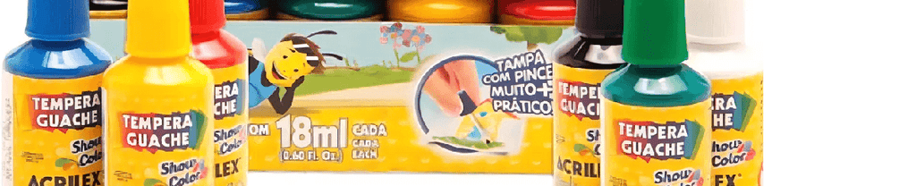 Tinta Guache Pincel 6 Cores 18 ml Cada 02005 - Acrilex