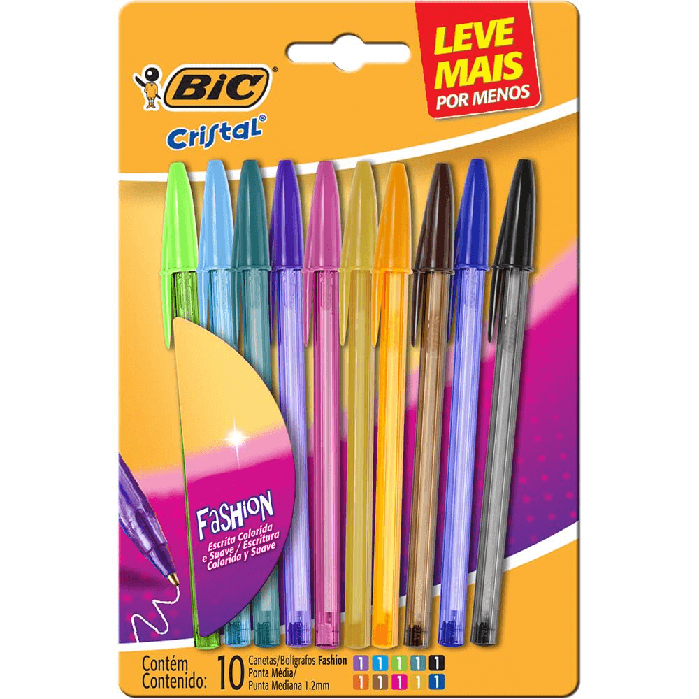 Caneta Esferográfica Bic Fashion 1.2mm 10 cores 9308586 - BIC