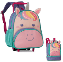 Mochila Carrinho Pequena 13" Mais Lancheira Pets Unicórnio - CP2654B - Clio