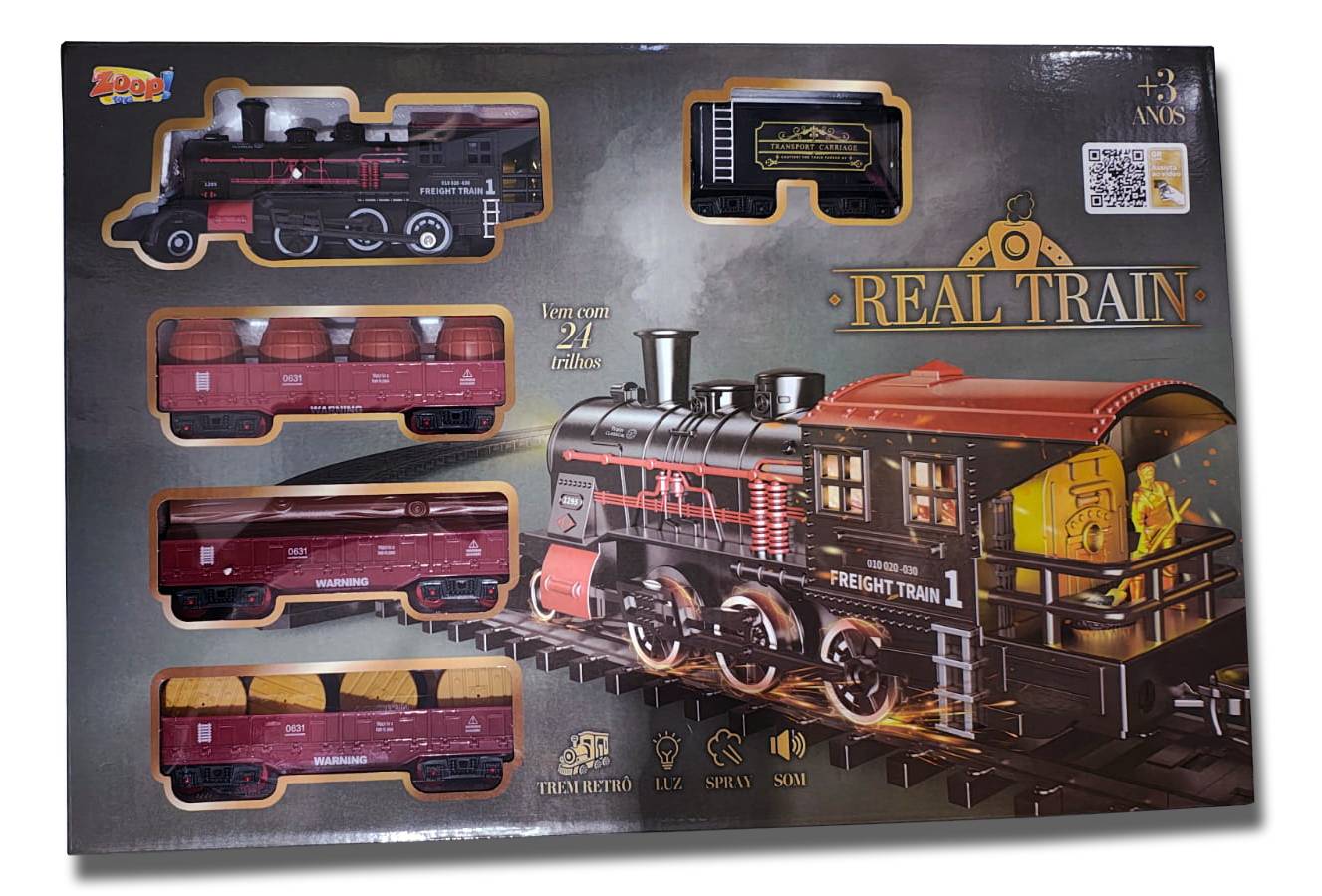 Trem Elétrico Real Train C/ Luz, Som e Fumaça ZP01474 - Zoop Toys