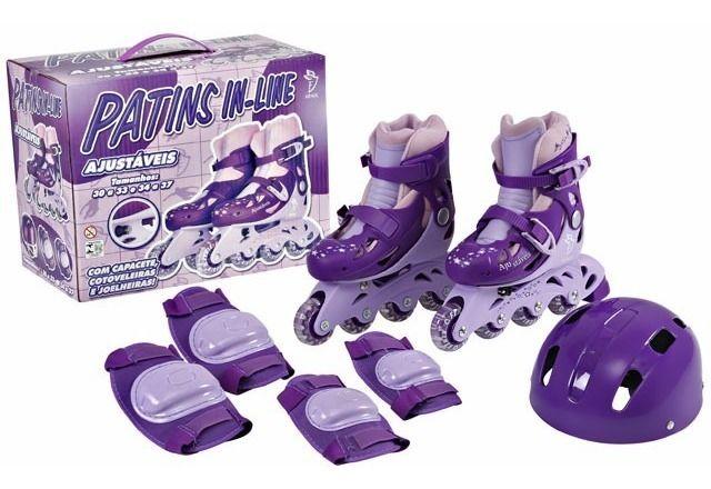 Patins Roxo Ajustável 38 ao 41 Com Acessórios AD-01RX - Fenix